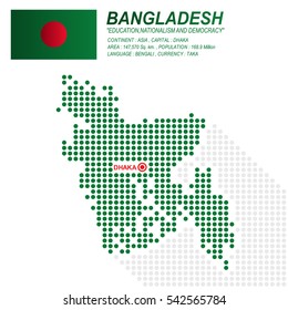 Dot style of Bangladesh map and flag on white background.(EPS10 art vector)
