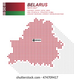 Dot style of Belarus map and flag on white background.(EPS10 art vector)
