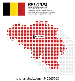 Dot style of Belgium map and flag on white background.(EPS10 art vector)