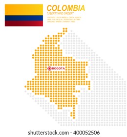 Dot style of Colombia map and flag on white background.(EPS10 art vector)