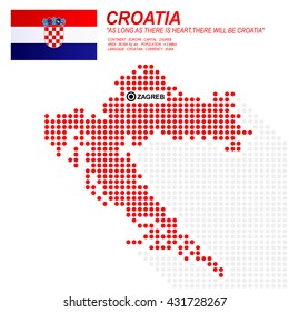 Dot style of Croatian map and flag on white background.(EPS10 art vector)