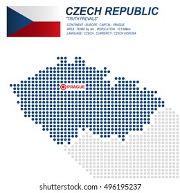 Dot style of Czech republic map and flag on white background.(EPS10 art vector)