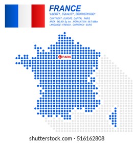 Dot style of France map and flag on white background.(EPS10 art vector)
