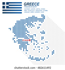 Dot style of Greek map and flag on white background.(EPS10 art vector)