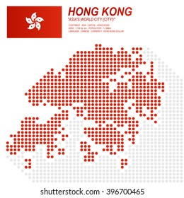 Dot style of Hong Kong map and flag on white background.(EPS10 art vector)