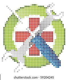 Dot Style Illustration of Tools Set