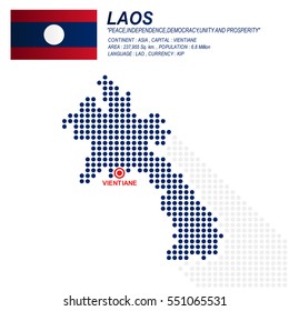 Dot style of Laos map and flag on white background.(EPS10 art vector)