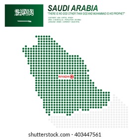 Dot style of Saudi Arabia map and flag on white background.(EPS10 art vector)