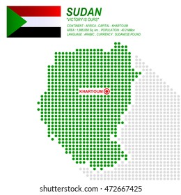 Dot style Sudanese map and flag on white background.(EPS10 art vector)