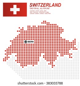 Dot style of Switzerland map and flag on white background.(EPS10 art vector)