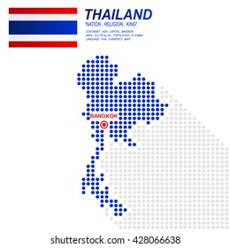 Dot style of Thai map and flag on white background.(EPS10 art vector)