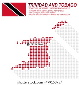 Dot style of Trinidad and Tobago map and flag on white background.(EPS10 art vector)