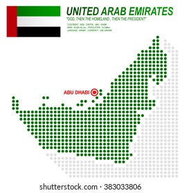 Dot Style Of UAE Map And Flag On White Background.(EPS10 Art Vector)