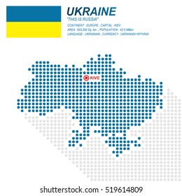 Dot style of Ukraine map and flag on white background.(EPS10 art vector)