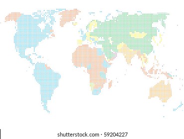 Dot Style World Map With Continents