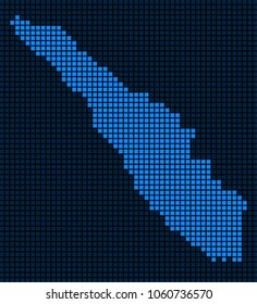 Dot Sumatra Island Map. Vector pattern of Sumatra Island Map created of square items. Vector geographic dotted pixelated map in blue colors.