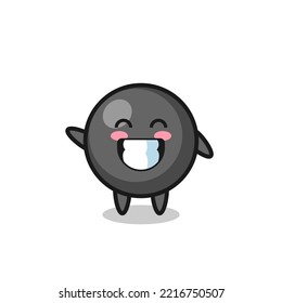 dot symbol cartoon character doing wave hand gesture , cute design
