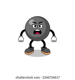 dot symbol cartoon illustration with angry expression , character design