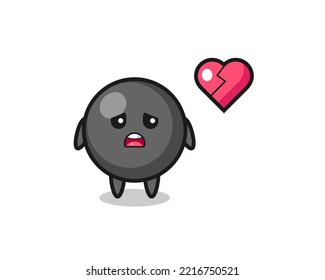 dot symbol cartoon illustration is broken heart , cute design