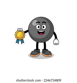 dot symbol cartoon illustration with satisfaction guaranteed medal , character design