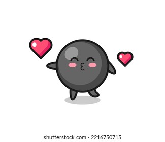 dot symbol character cartoon with kissing gesture , cute design