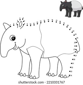 Dot to Dot Tapir Animal Isolated Coloring Page