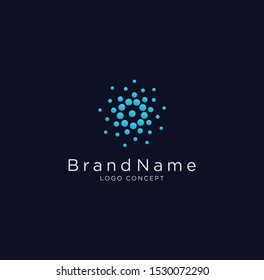 Dot Tech Logo circle shape Design Vector Stock. circle round flow shape modern icon for Advanced analysis data base Logo symbol. Development of artificial intelligence sign. connect the dot