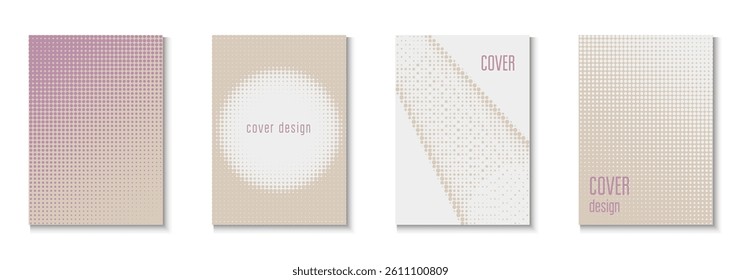 Dot Template Set. Color Art With Memphis Elements. Dynamic Frame For Annual Invitation. Abstract Flyer. Minimalist Halftone Cover. Geometric Line Texture. Trendy Dot Template