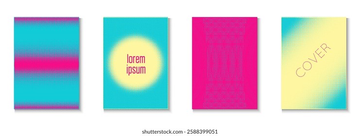 Dot Template Set. Future Concept In Minimal Layout. Young Hipster Design On Annual Page. Graphic Flyer. Minimalist Wave Poster. Geometric Line Background. Trendy Dot Template