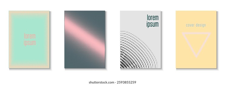 Dot Template Set. Summer Art In Minimal Design. Linear Shapes In Annual Frame. Line Flyer. Minimalist Wave Texture. Geometric Party Cover. Trendy Dot Template