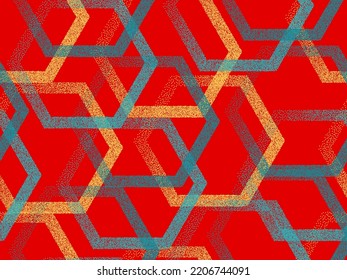 Patrón de vector geométrico de hexágono de textura de punto. Diseño gráfico de fondo de trabajo cutáneo continuo. Gradiente granos de formas hexagonales. Motif lineal inagotable. Repetición de geometría de estilo Hipster.