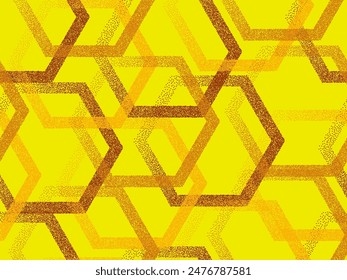 Dot texture hexagon geometric seamless vector pattern. Continuous dotwork background graphic design. Gradient grains hexagonal shapes. Simple elements tileable decor print. Tile geometrical grid.