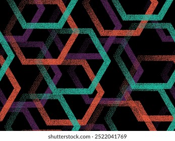 Patrón de Vector sin costuras geométrico hexagonal de textura de punto. Repita el Diseño gráfico de fondo de panal. Formas hexagonales punteadas degradadas. Fondo texturizado de tracería de Swatch. Abstractas estampado de tela.