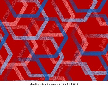 Dot texture hexagon geometric seamless vector pattern. Hex pointillism background graphic design. Gradient dotted hexagonal shapes. Swatch tracery textured backdrop. Abstract fabric print.