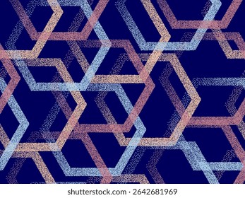 Dot texture hexagon geometric seamless vector pattern. Repeat honeycomb background graphic design. Gradient dotted hexagonal shapes. Fancy random dpi dots minimal pattern. Geometry repetition.