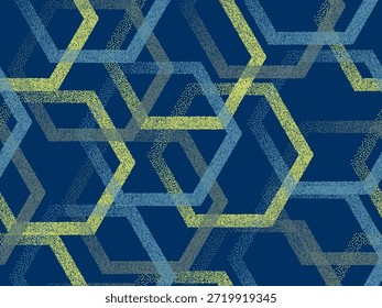Patrón de Vector sin costuras geométrico hexagonal de textura de punto. Repita el Diseño gráfico de fondo de panal. Formas hexagonales punteadas degradadas. Impresión de papel de envoltura plana. Repetición de geometría de estilo Hipster.