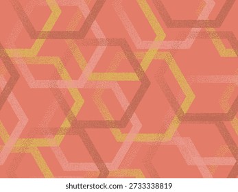 Patrón de Vector sin costura geométrica hexagonal de textura de punto. Diseño gráfico de fondo de puntillismo hexagonal. Formas hexagonales punteadas degradadas. Elegantes polígonos desteñidos se superponen, Formas de textura granulada.