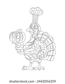 Dot thanksgiving coloring page for adults and kids black and white coloring book page