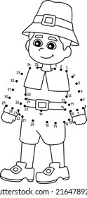 Dot to Dot Thanksgiving Pilgrim Boy Coloring Page