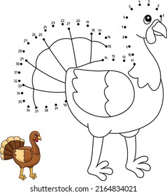 Dot to Dot Thanksgiving Turkey Coloring Page