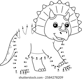 Dot to Dot Triceratops Dinosaur Animal Isolated