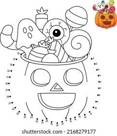 Dot to Dot Trick Or Treat Halloween Isolated 