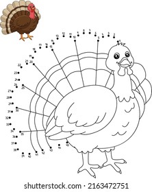 Dot To Dot Turkey Coloring Page For Kids