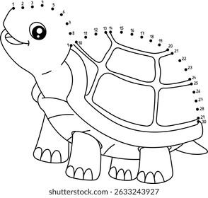 Punto a Punto Tortuga Animal Aislado Página para Colorear 