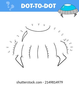 Dot to Dot UFO Isolated Coloring Page for Kids on white. Voloring book for children