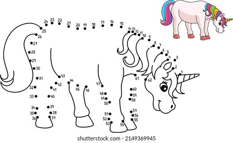 Dot to Dot Unicorn Isolated Coloring Page