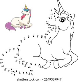 Colores aislados de Dot to Dot Unicorn Laying 