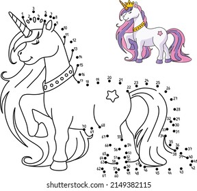 Dot-to-Dot-Einicorn-Prinzessin, einzelne Farbe 