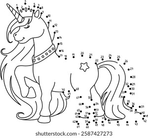 Dot to Dot Unicorn Princess Isolated Coloring 