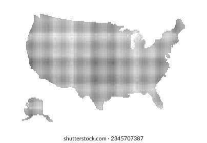 mapa de puntos USA con vector blanco aislado